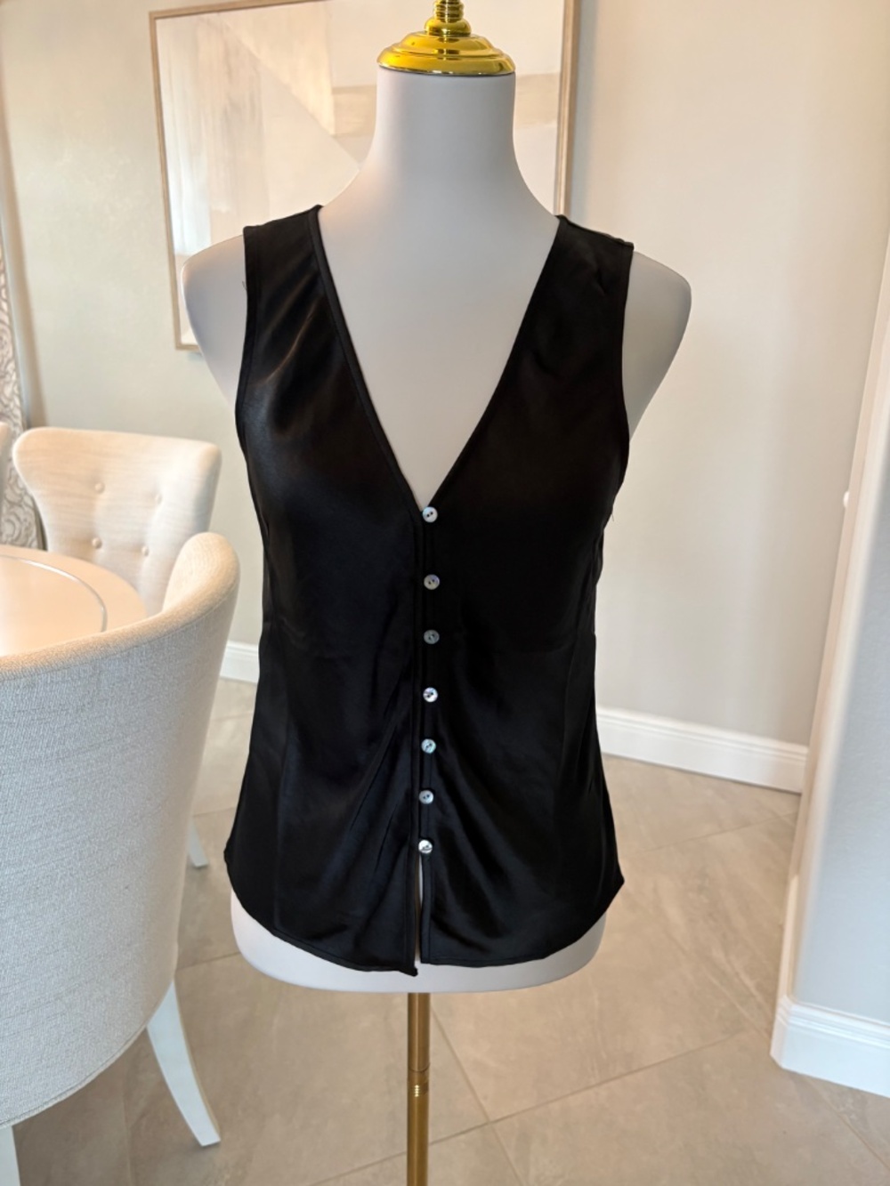 NWT Madewell True Black Satin Top